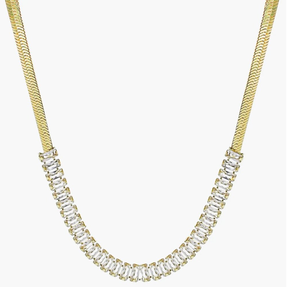 14K Gold Plated Baguette Crystal Necklace